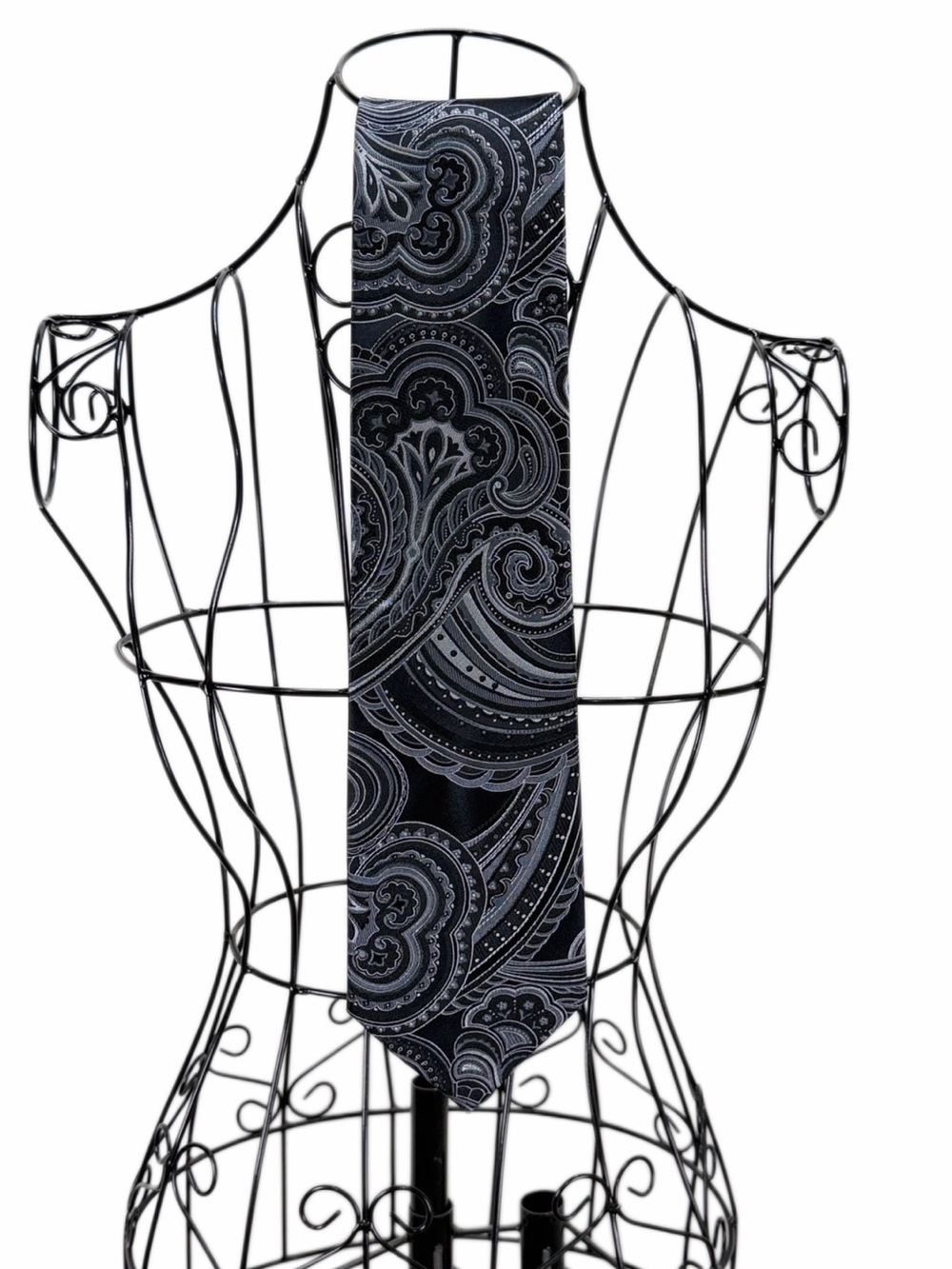 Donald J Trump Signature Collection 100% Silk Black Gray Paisley Tie